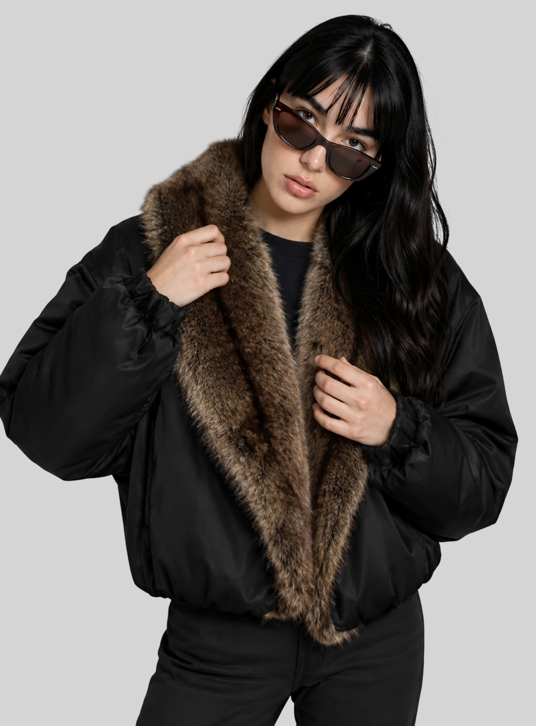 Modische Damen Jacke aus Kunstfell & Baumwolle – Lockere Passform, Reverskragen, Taschen, Frühjahrs-Outwear 2026