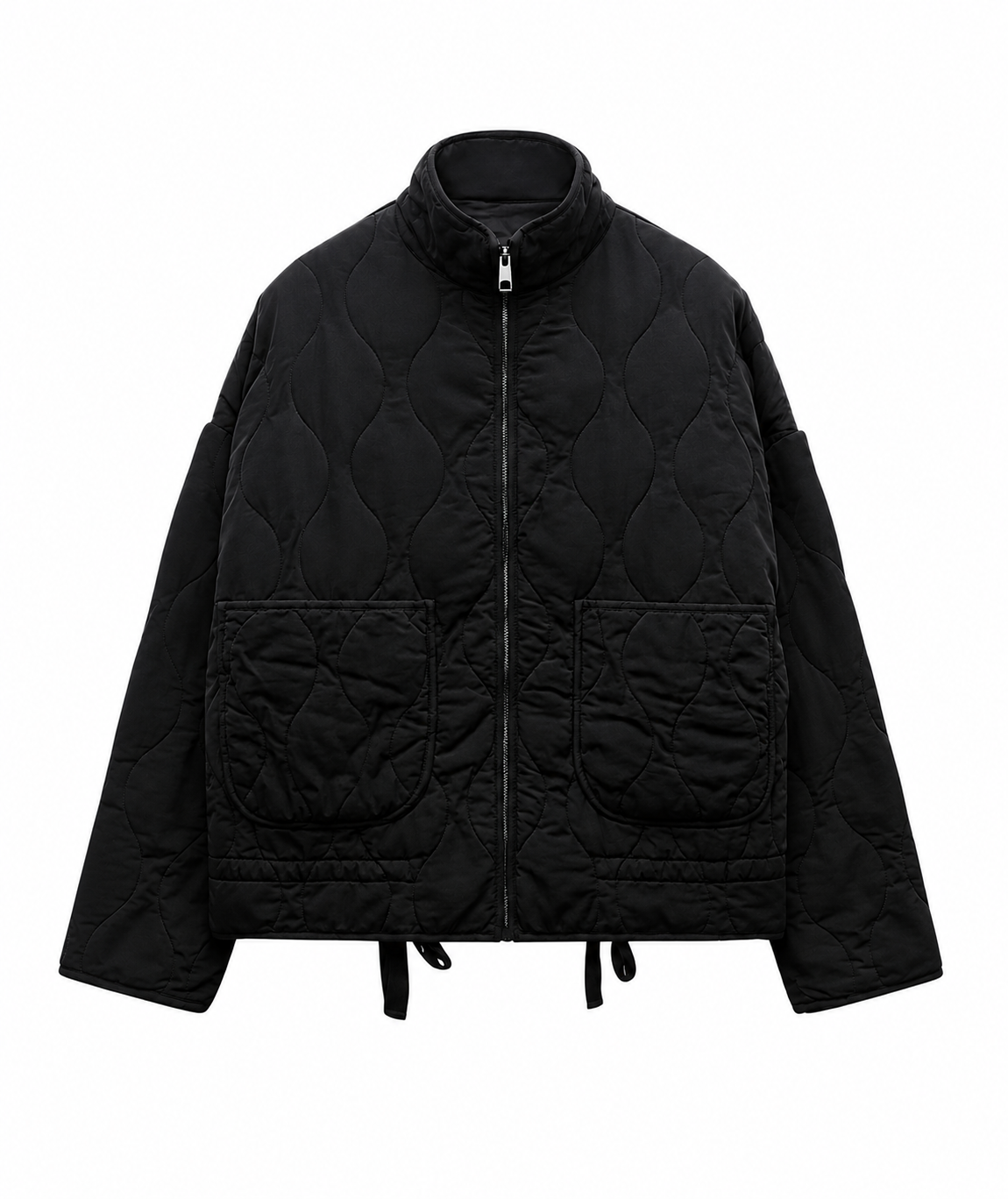 Vintage Damen Baumwolljacke – Gesteppt mit hohem Kragen und großen Taschen