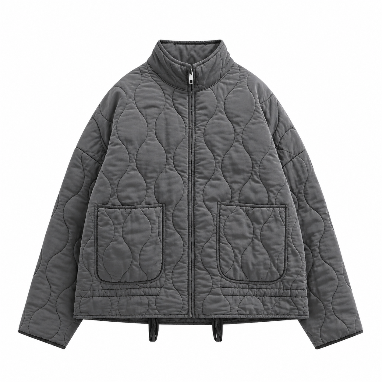 Vintage Damen Baumwolljacke – Gesteppt mit hohem Kragen und großen Taschen