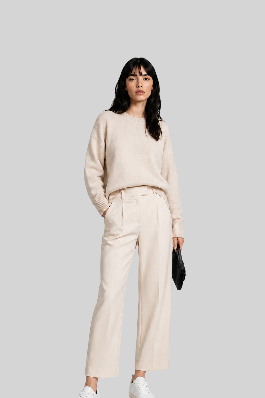 Elegante Damen Stoffhose – Wide Leg High Waist Hose