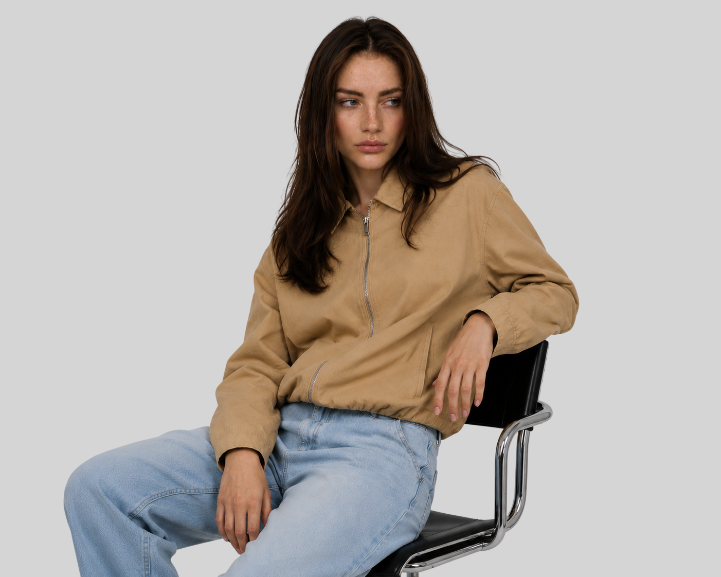 Stylische Damen Cropped Bomberjacke – Leichte College Jacke