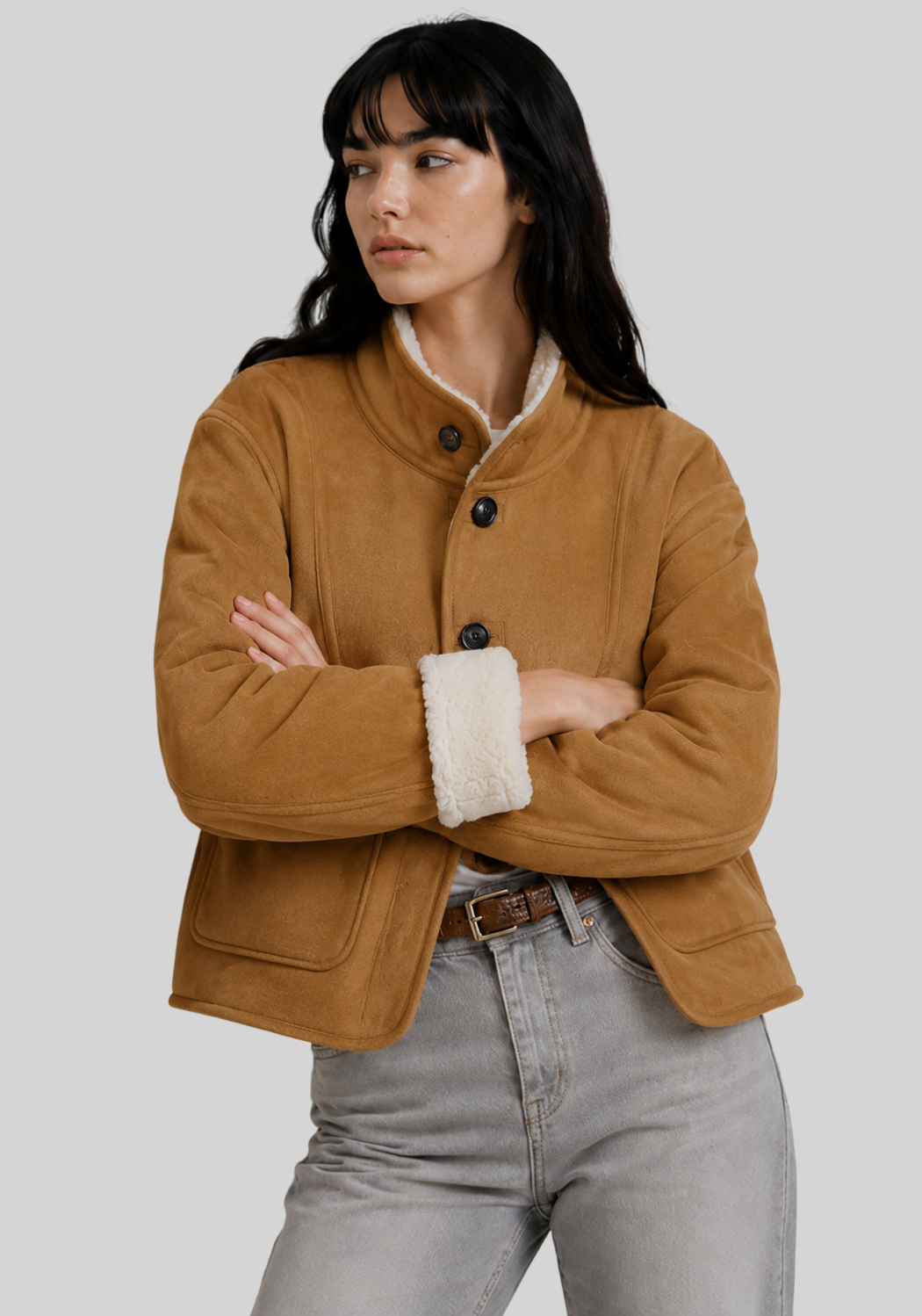 Damen-Teddyjacke zum Wenden mit weichem Plüsch – warmer Mantel für den Winter