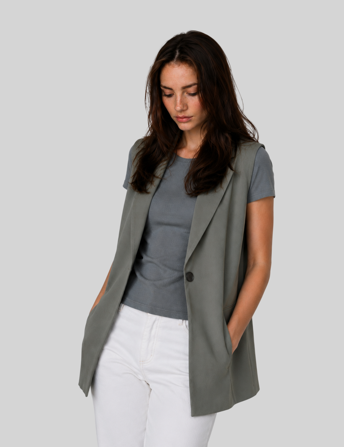 Damen Weste mit Knöpfen – Ärmellos & Elegant