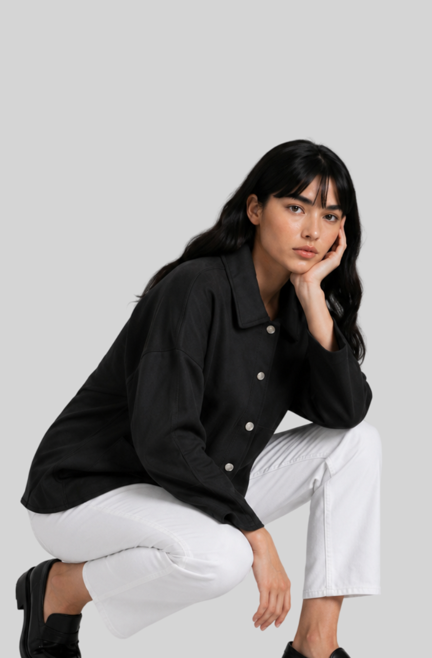 Zeitlose Damen Jacke – Einfarbig mit Knopfleiste