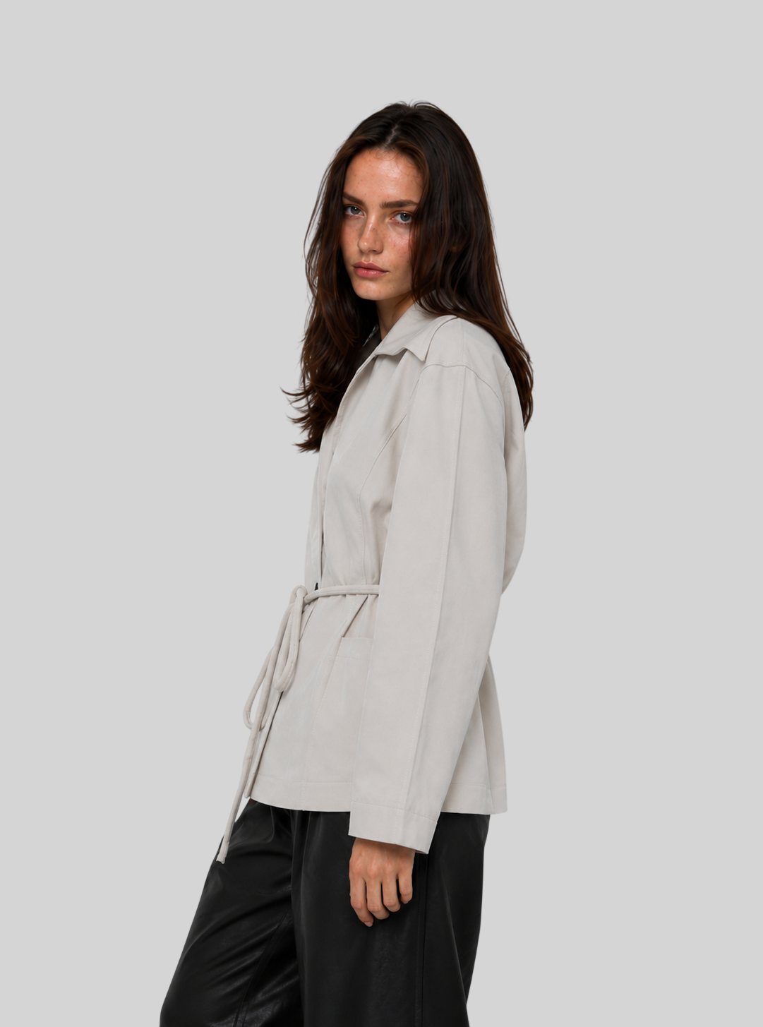 Damen Blazer mit Gürtel – Elegante Langarm Jacke mit Taschen