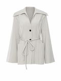 Damen Blazer mit Gürtel – Elegante Langarm Jacke mit Taschen