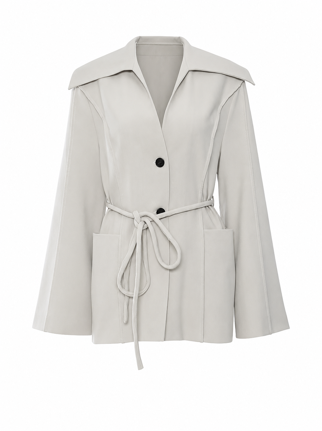 Damen Blazer mit Gürtel – Elegante Langarm Jacke mit Taschen