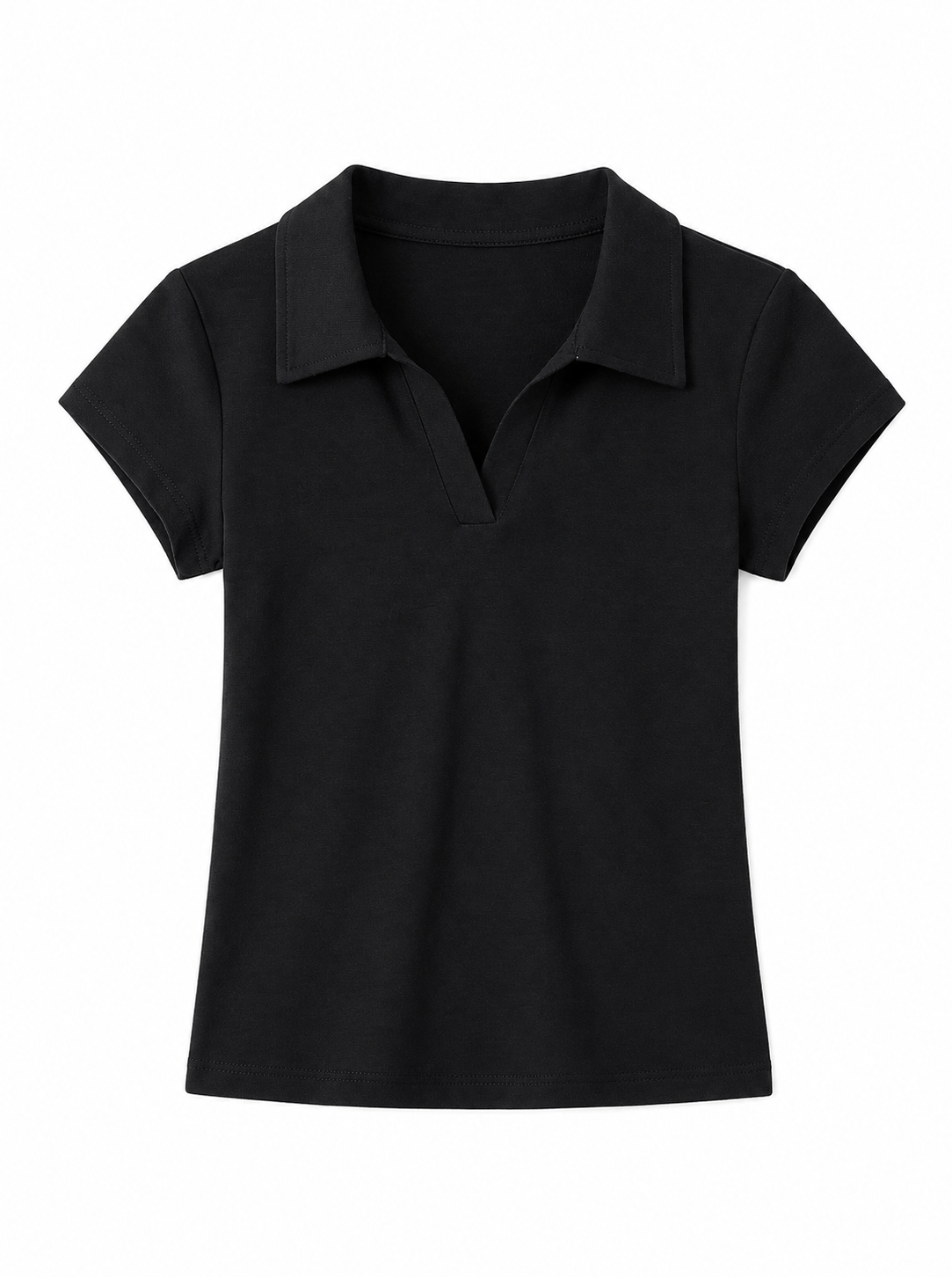 Damen Crop Polo-Shirt – Figurbetontes Basic T-Shirt aus Baumwolle