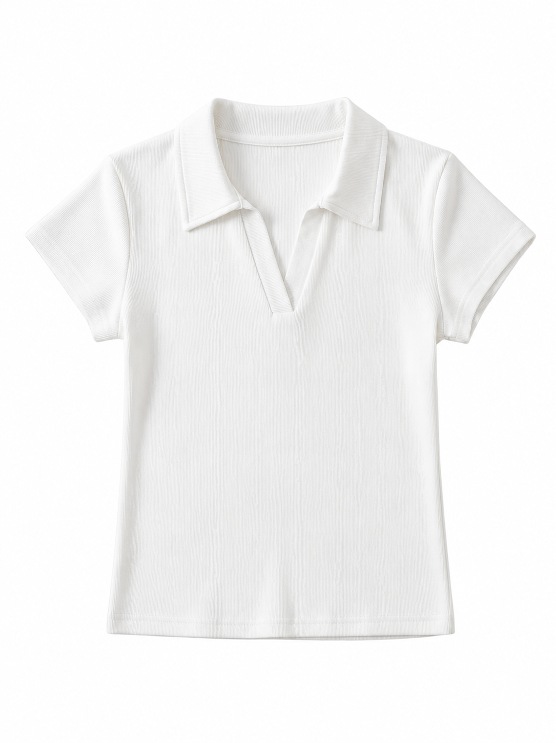 Damen Crop Polo-Shirt – Figurbetontes Basic T-Shirt aus Baumwolle