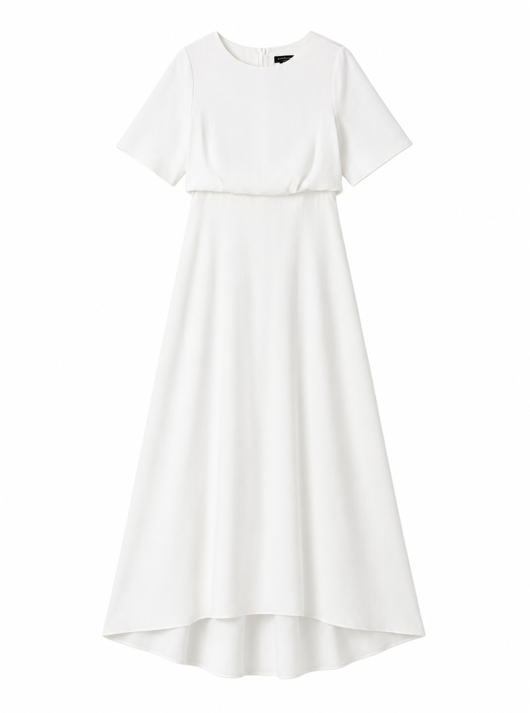 Damen Maxikleid – Lockeres Kleid mit Rundhals, Kurzarm und hoher Taille