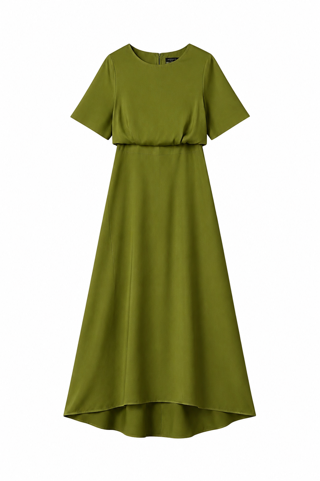 Damen Maxikleid – Lockeres Kleid mit Rundhals, Kurzarm und hoher Taille