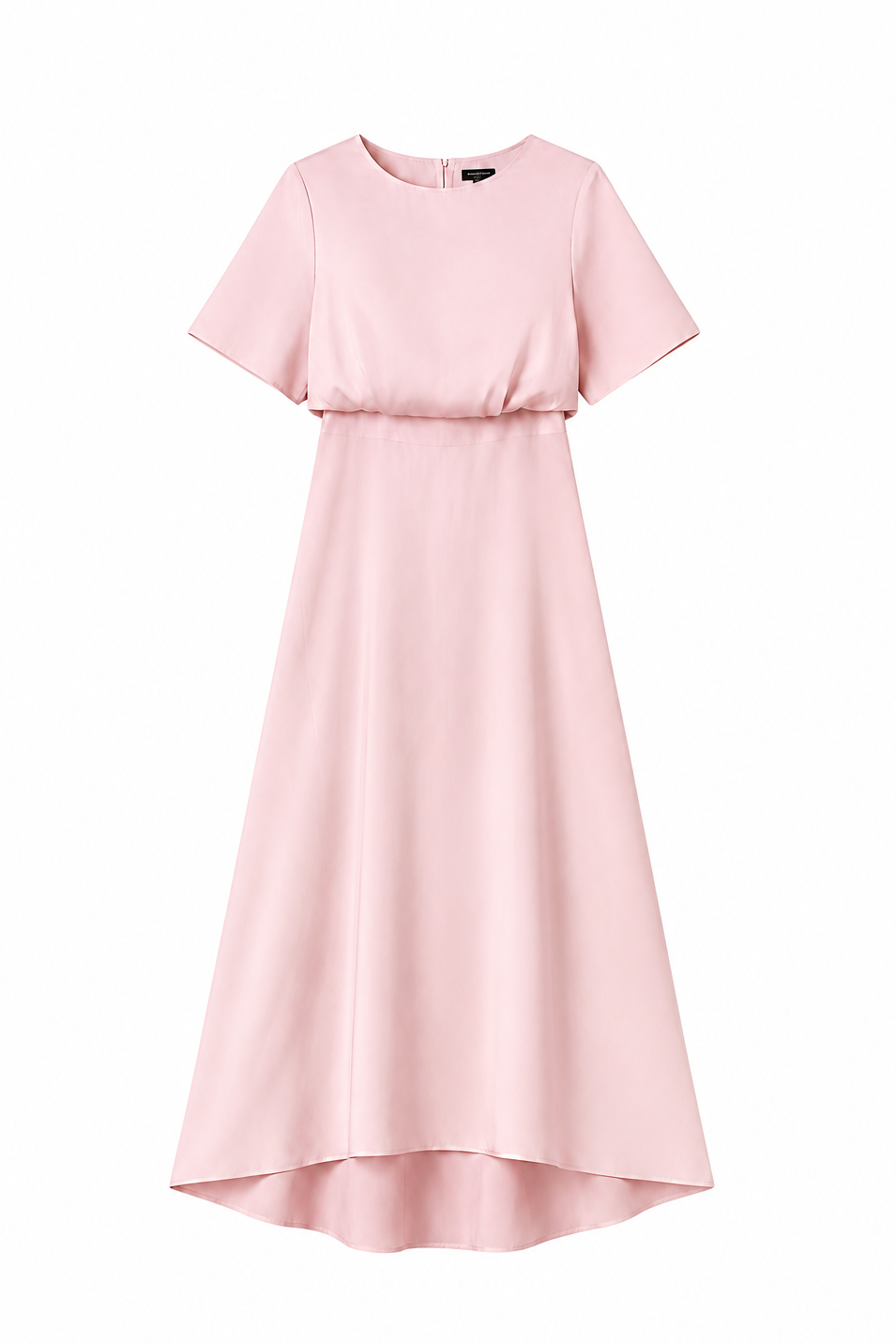 Damen Maxikleid – Lockeres Kleid mit Rundhals, Kurzarm und hoher Taille