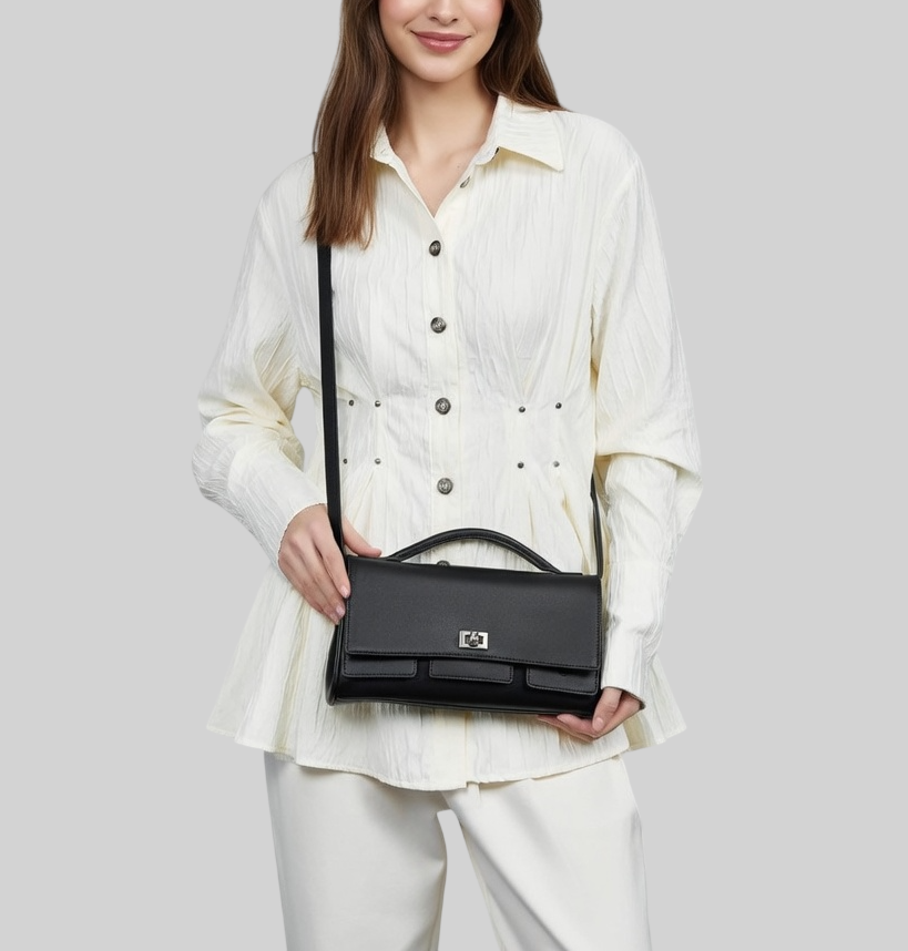 Damen Schultertasche aus Echtleder – Quadratisches Design, Modern & Minimalistisch – Stilvoll & Elegant