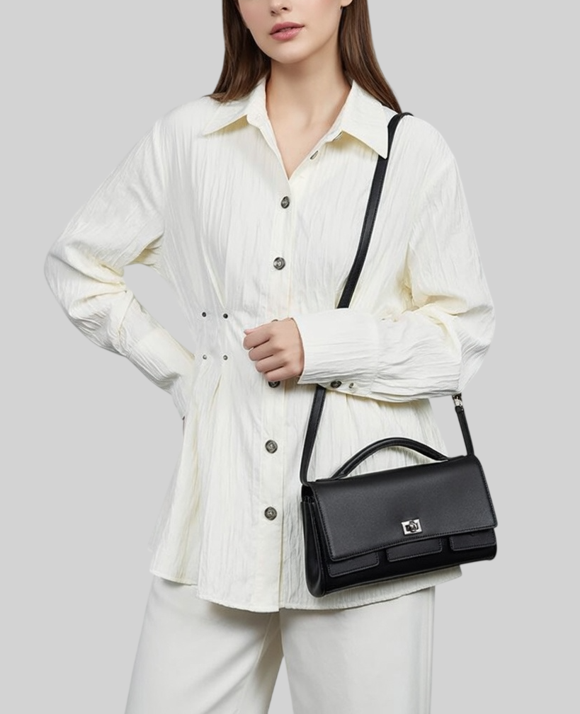Damen Schultertasche aus Echtleder – Quadratisches Design, Modern & Minimalistisch – Stilvoll & Elegant