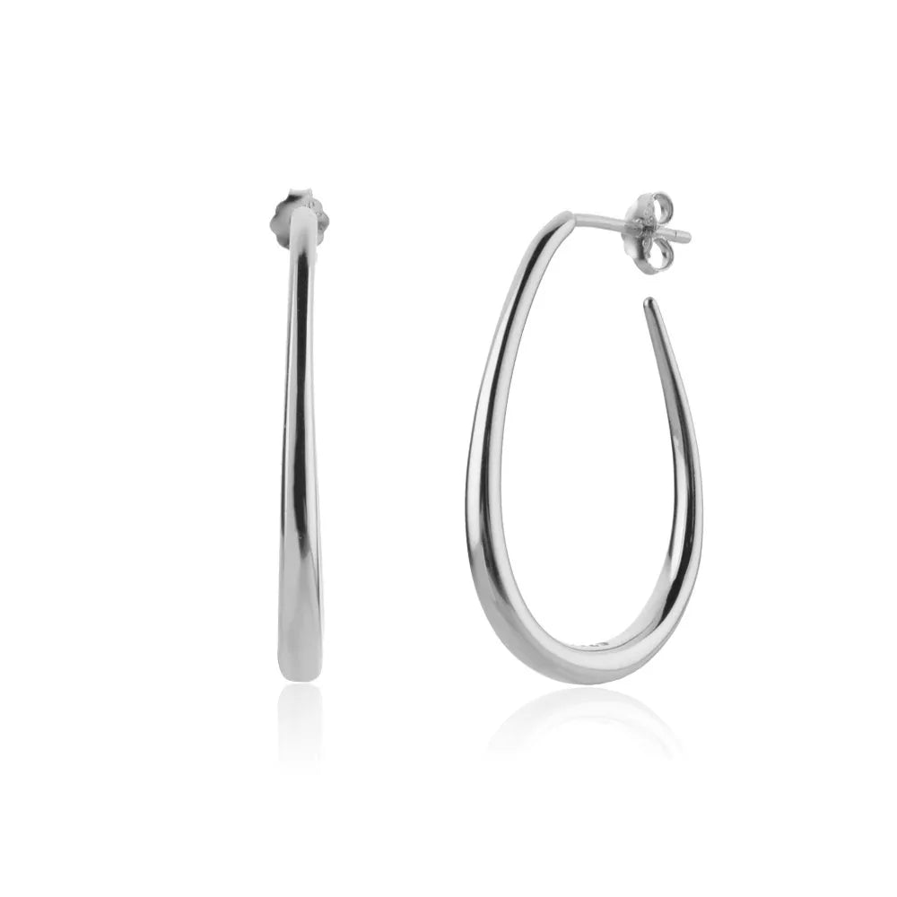 Große ovale Creolen aus 925 Sterling Silber – Schlank, elegant – Vergoldet oder platinbeschichtet – Minimalistischer Ohrring