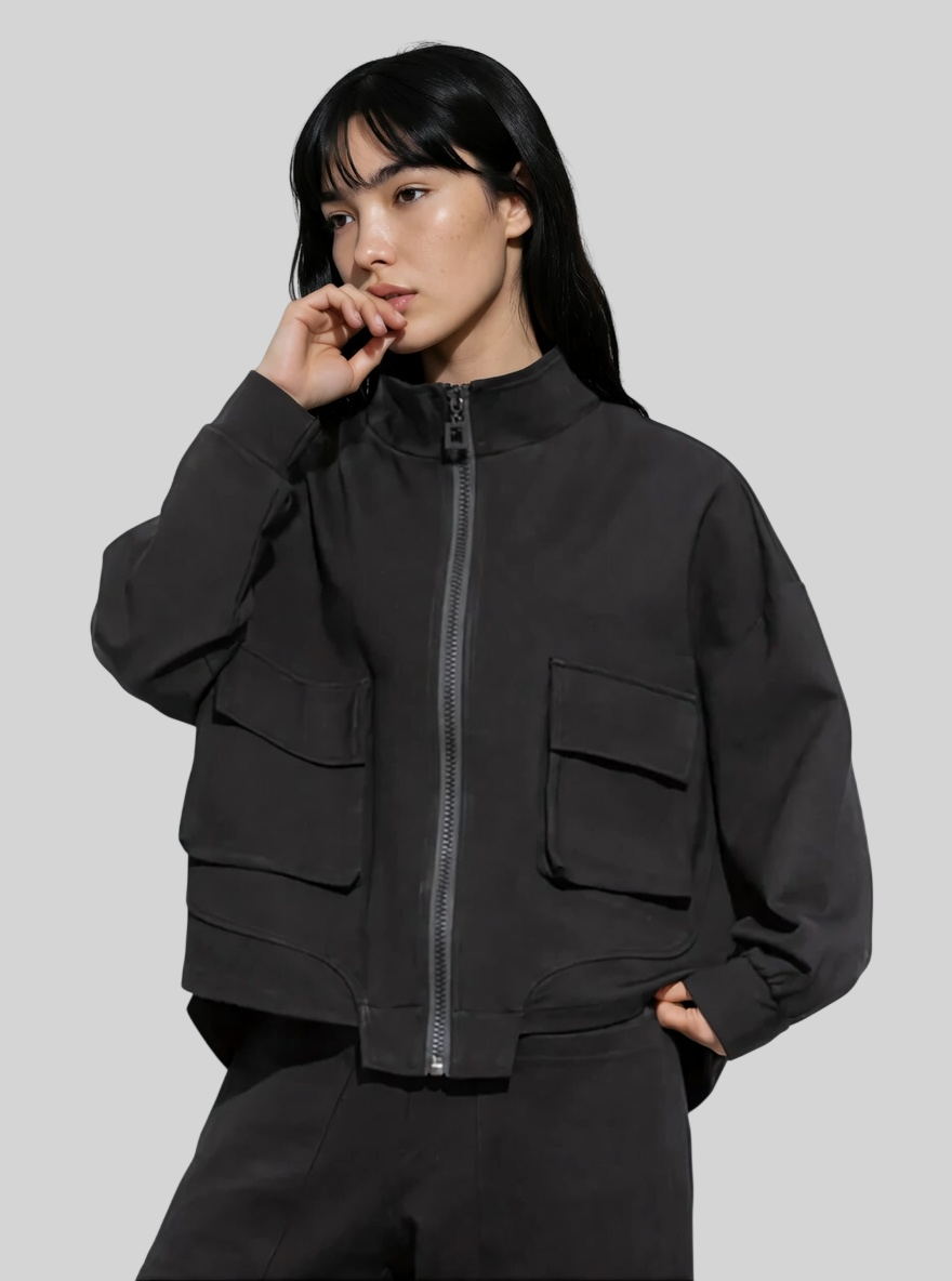 Elegante Damen Stehkragen Jacke – Lässige Übergangsjacke