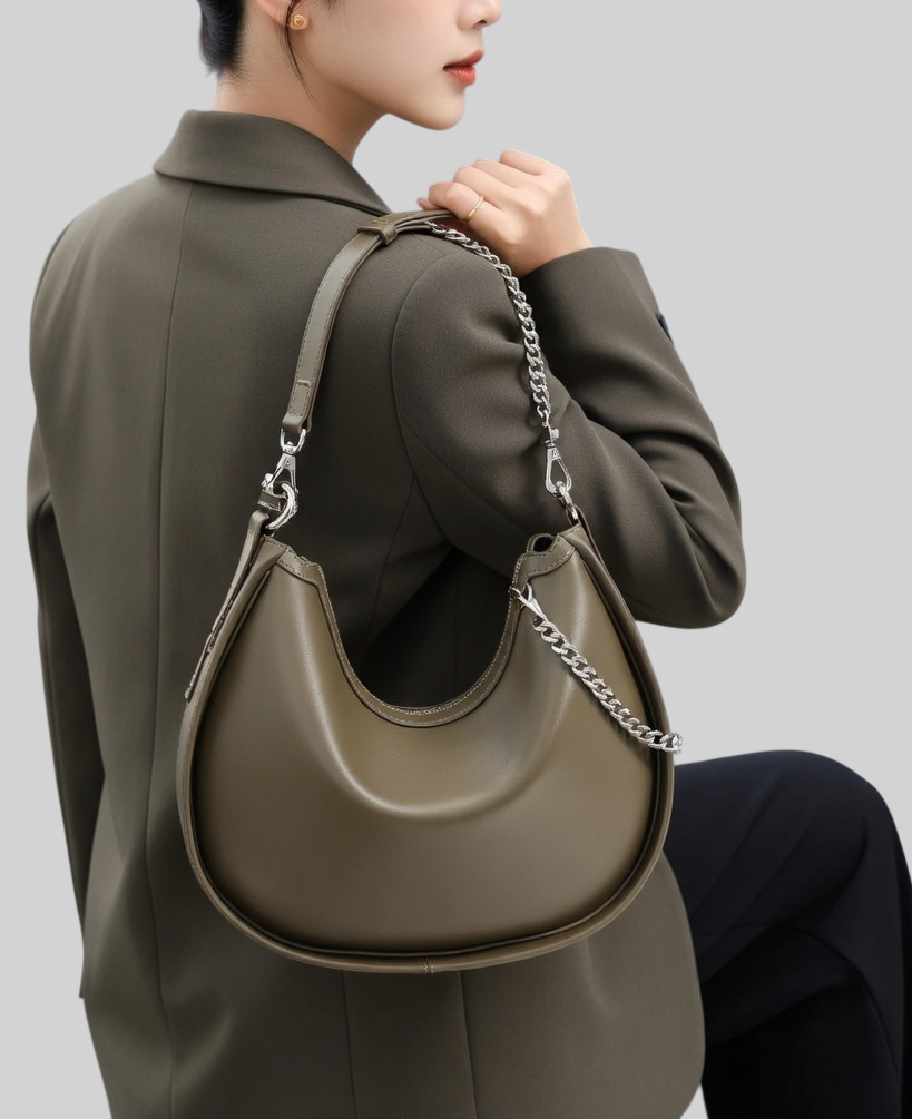 Damen Schultertasche aus Echtleder – Weich, Minimalistisch & Elegant – Moderne Handtasche