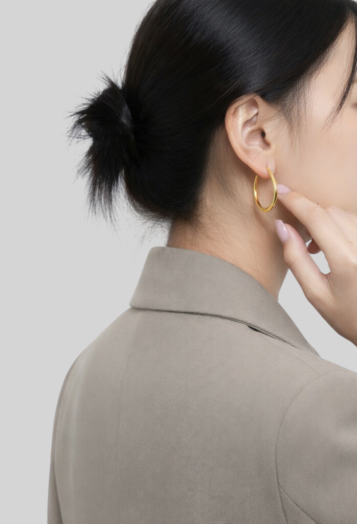 Große ovale Creolen aus 925 Sterling Silber – Schlank, elegant – Vergoldet oder platinbeschichtet – Minimalistischer Ohrring