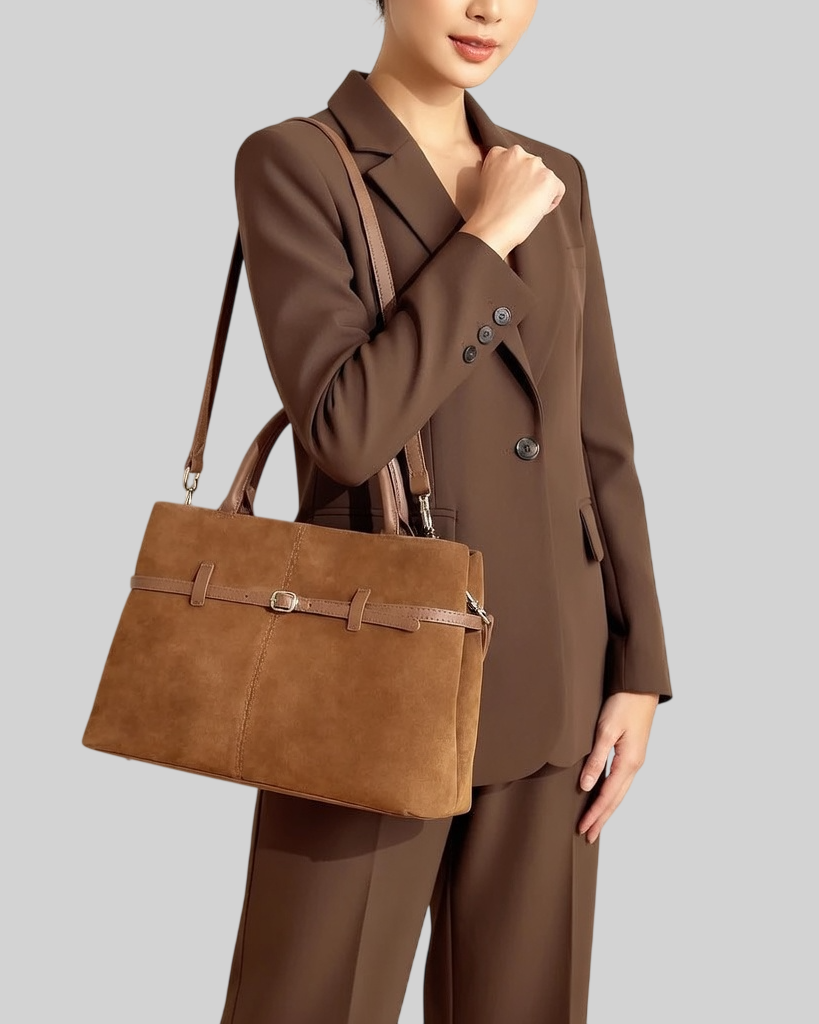 Damen Handtasche aus Wildleder und Echtleder – Geräumig & Elegant – Premium Schultertasche