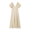 Elegantes Damenkleid mit V-Ausschnitt – luftiges Maxikleid mit Puffärmeln