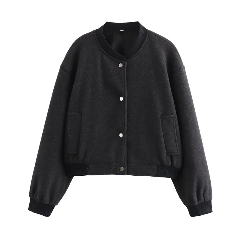 Damen-Bomberjacke aus weichem Fleece – cropped, warm und stylisch