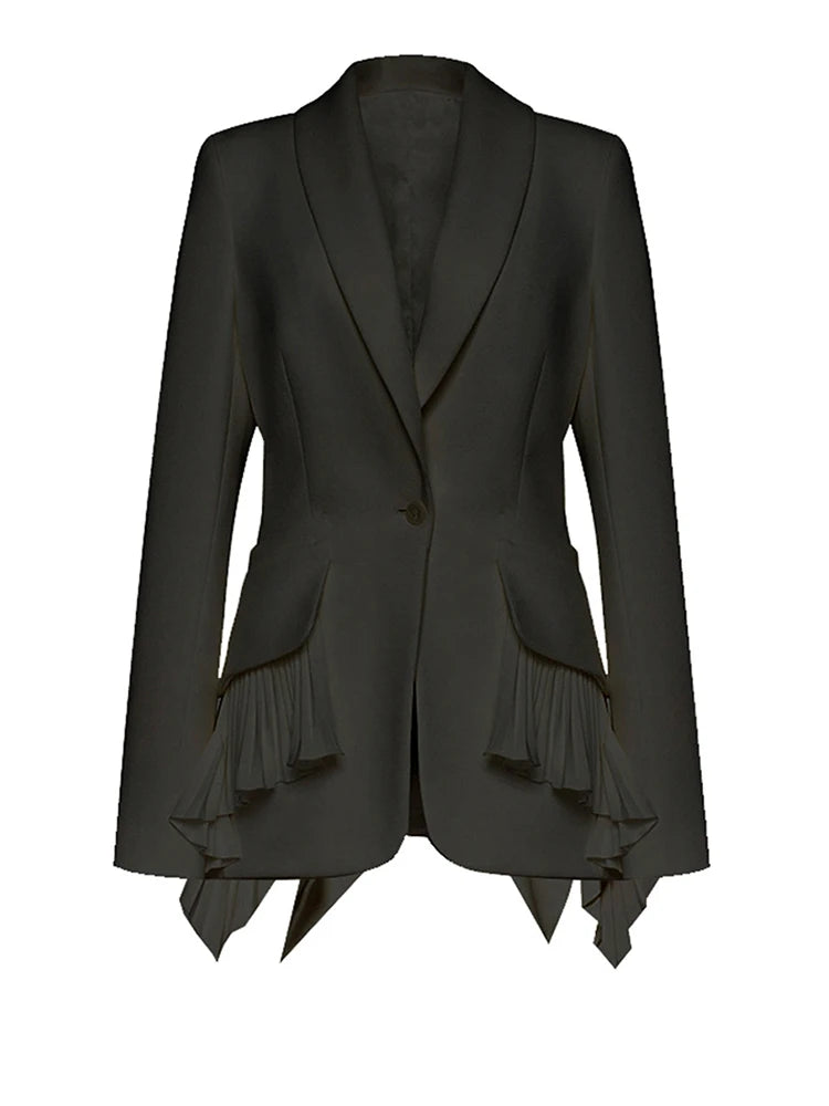 Eleganter Damen Blazer mit Rüschen – Modernes Plissee Design