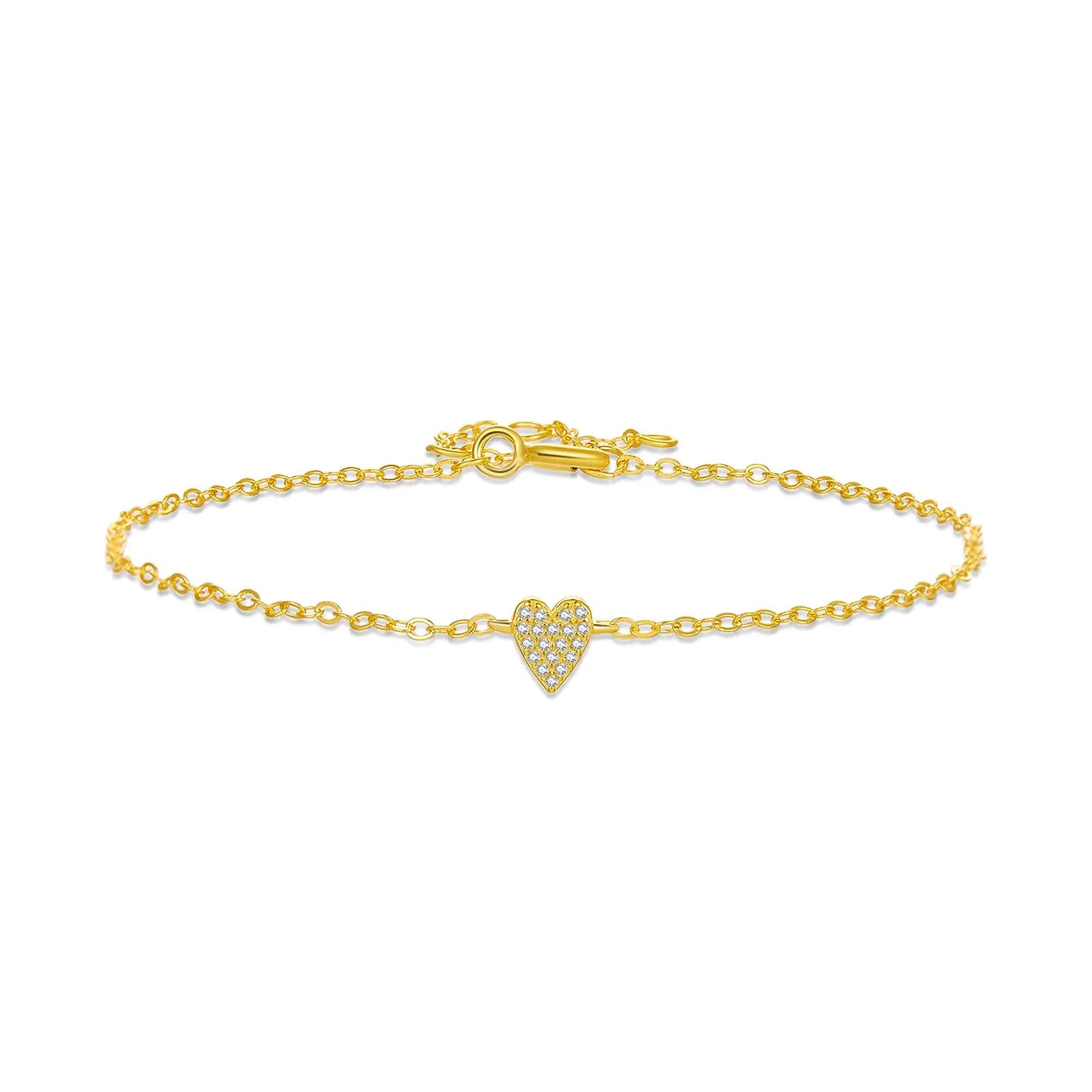 Zartes Damen Armband aus 925 Sterling Silber – Herz Pavé mit Zirkonia, vergoldet oder platinbeschichtet