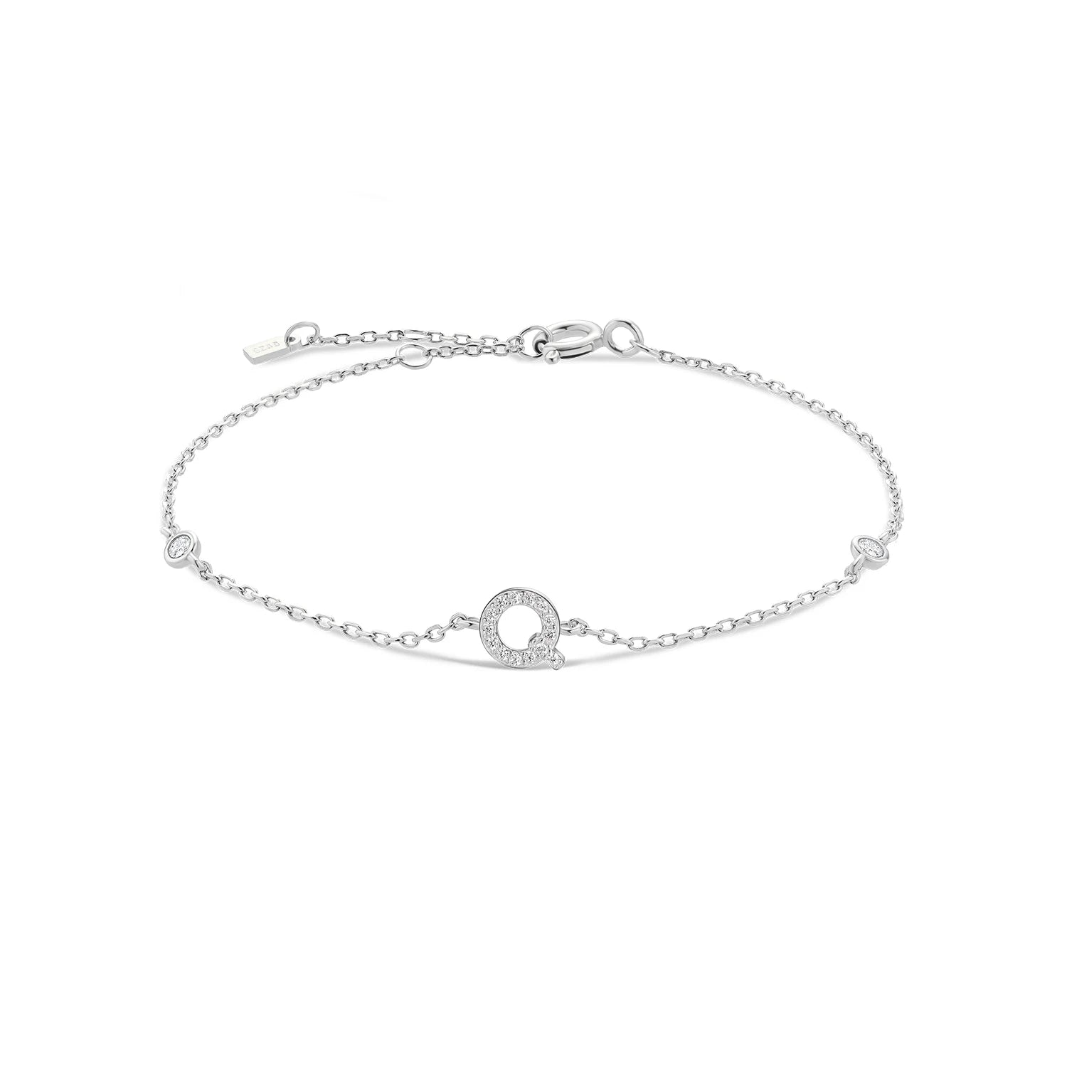 925 Sterling Silber Initial Armband, vergoldet oder platinbeschichtet – Buchstabe A–Z mit Zirkonia