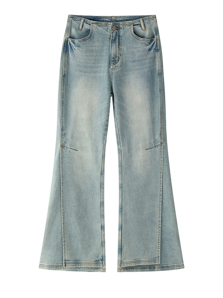 Low-Waist-Jeans für Damen – ausgestellte Denim-Hose mit Schlitz