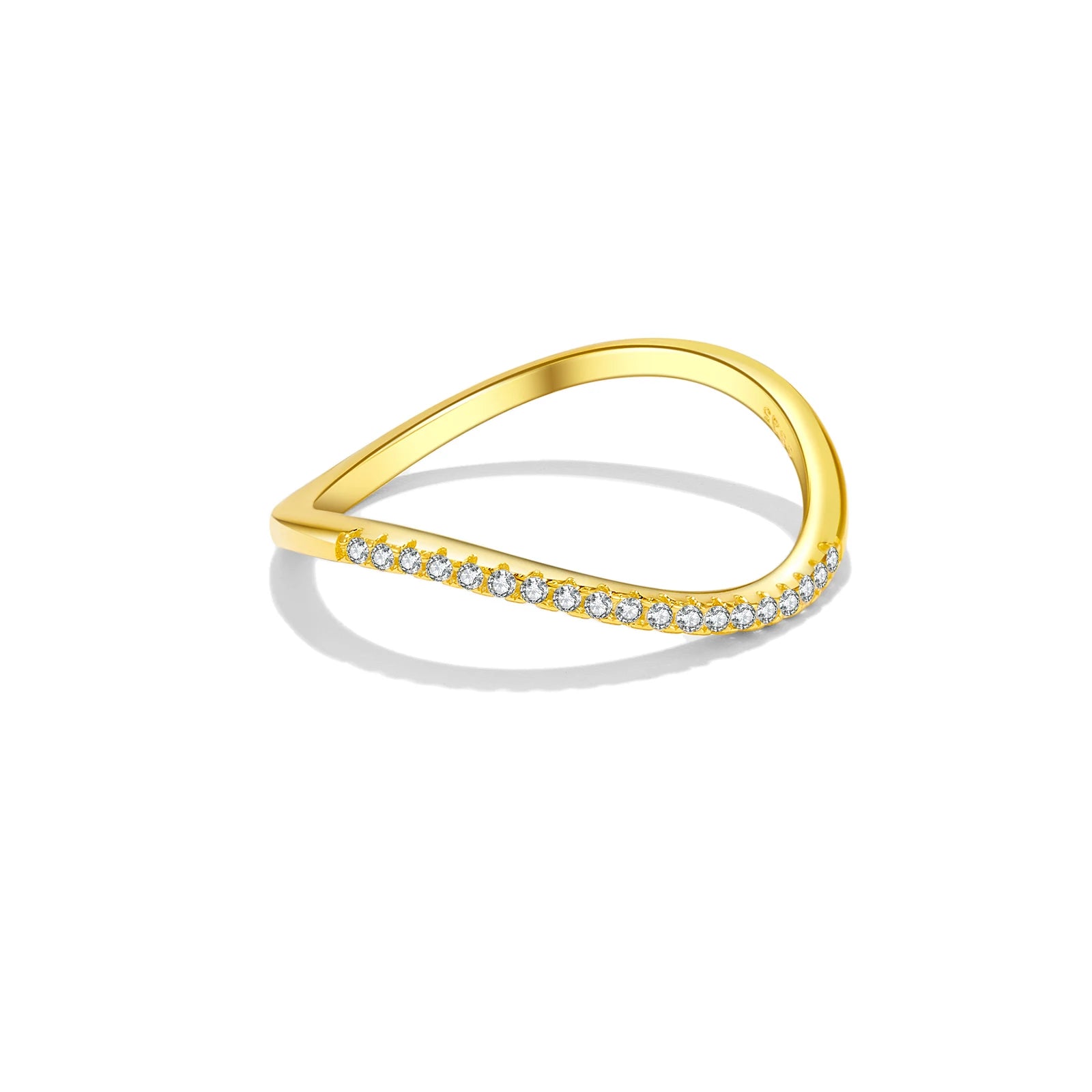 Eleganter Damenring aus 925 vergoldetem oder platinbeschichtetem Sterling Silber mit Zirkonia Kreis – Feines und zeitloses Design.