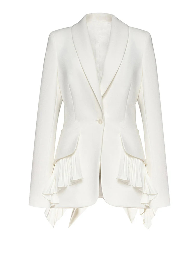 Eleganter Damen Blazer mit Rüschen – Modernes Plissee Design