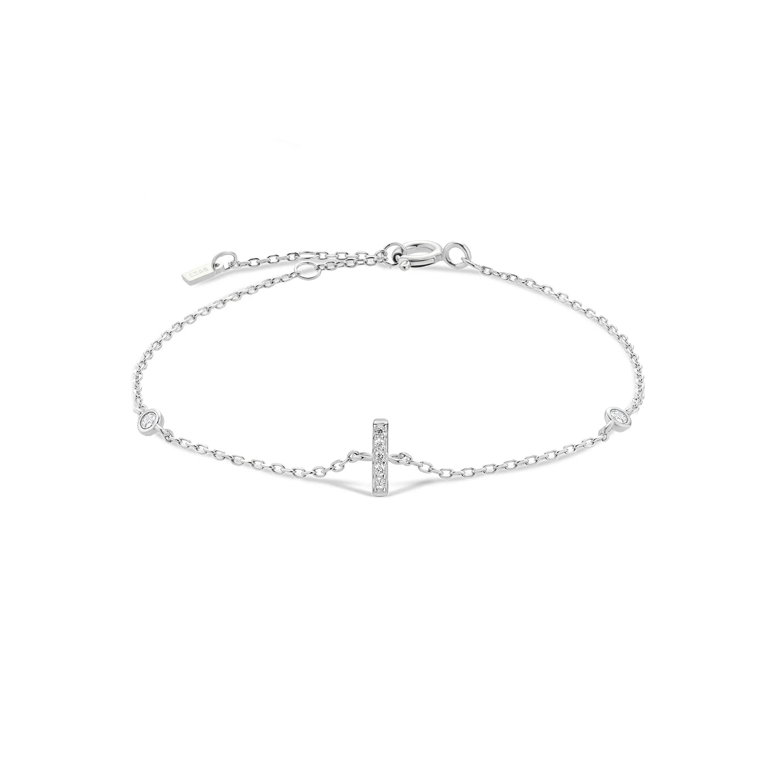 925 Sterling Silber Initial Armband, vergoldet oder platinbeschichtet – Buchstabe A–Z mit Zirkonia