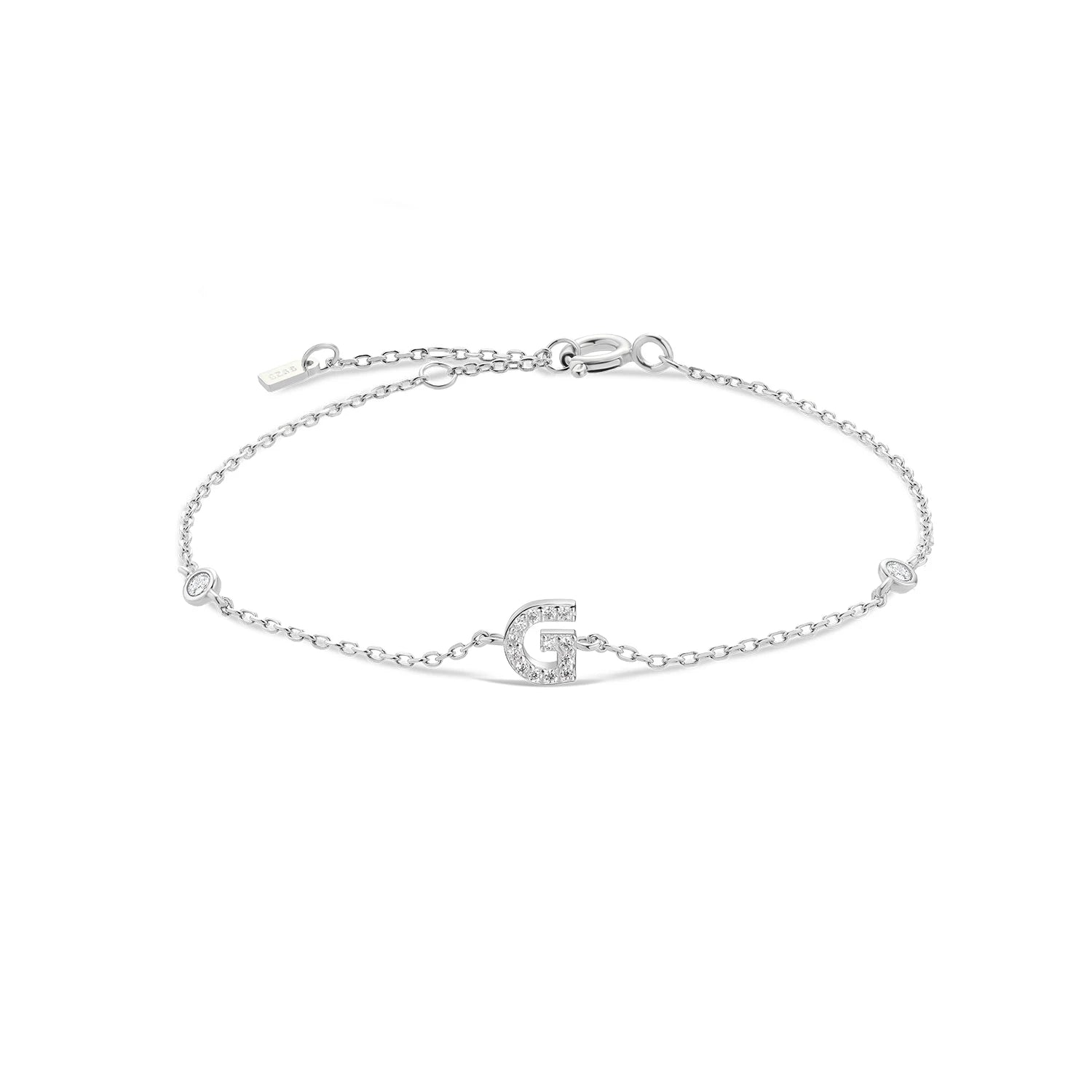 925 Sterling Silber Initial Armband, vergoldet oder platinbeschichtet – Buchstabe A–Z mit Zirkonia