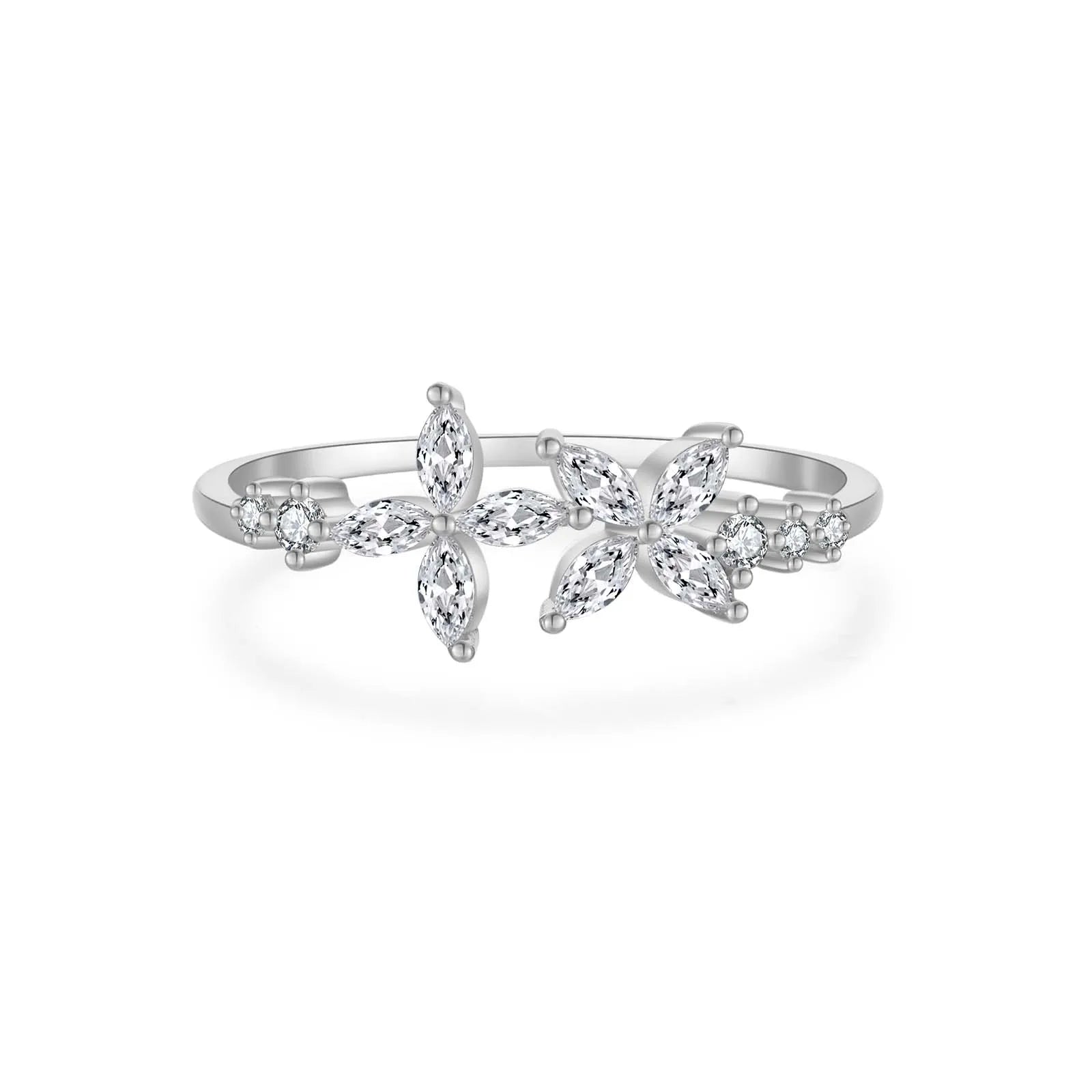Zarter 925 Silber Ring mit floralem Design & Zirkonia – Vergoldet oder Platinbeschichtet | Feminin & Elegant