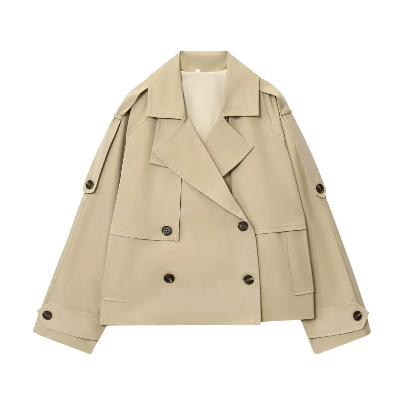 Kurzer Damen-Trenchcoat – zweireihige Cropped-Jacke im eleganten Look