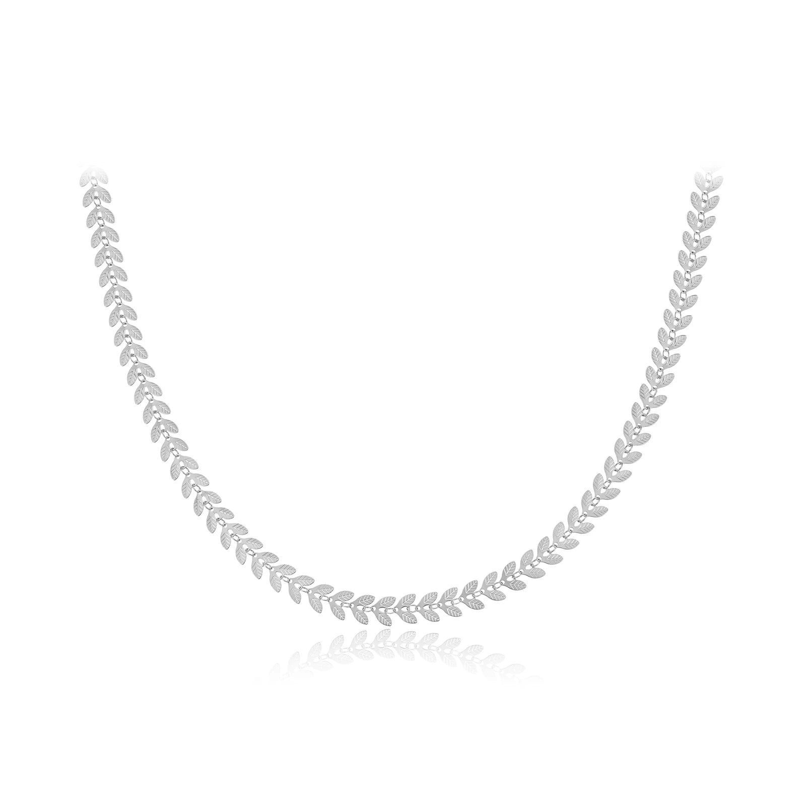 Elegante Damen Choker Halskette aus 925 Sterling Silber – Vergoldet oder Platinbeschichtet, mit Blatt Design, Modern und Stilvoll