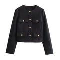 Vintage Damen Tweedjacke – Elegante Cropped Jacke mit Knöpfen