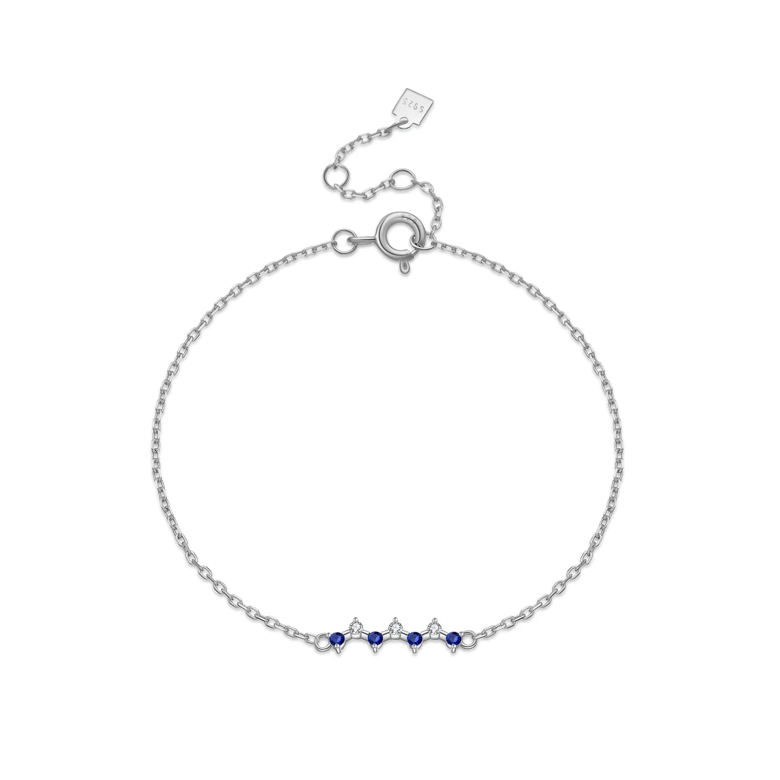 Luxus Damen Armband 925 Sterling Silber – Kreis Design mit blauen und weißen Zirkonia, vergoldet oder platinbeschichtet, zeitlos und elegant