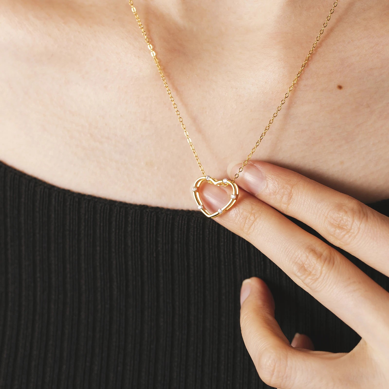 925 Sterling Silber Halskette mit Herz Anhänger – Vergoldet oder platinbeschichtet, eleganter Damen Schmuck mit Zirkonia