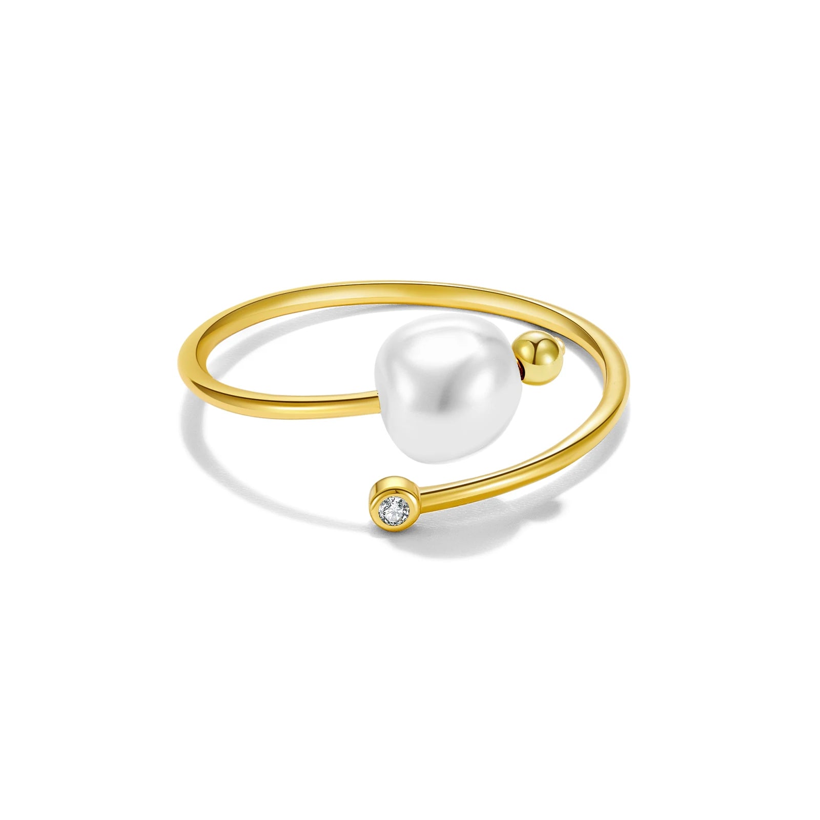 925 Sterling Silber Ring mit Perle und Zirkonia – Verstellbare Größe | Vergoldet oder Platinbeschichtet | Klassisch & Elegant