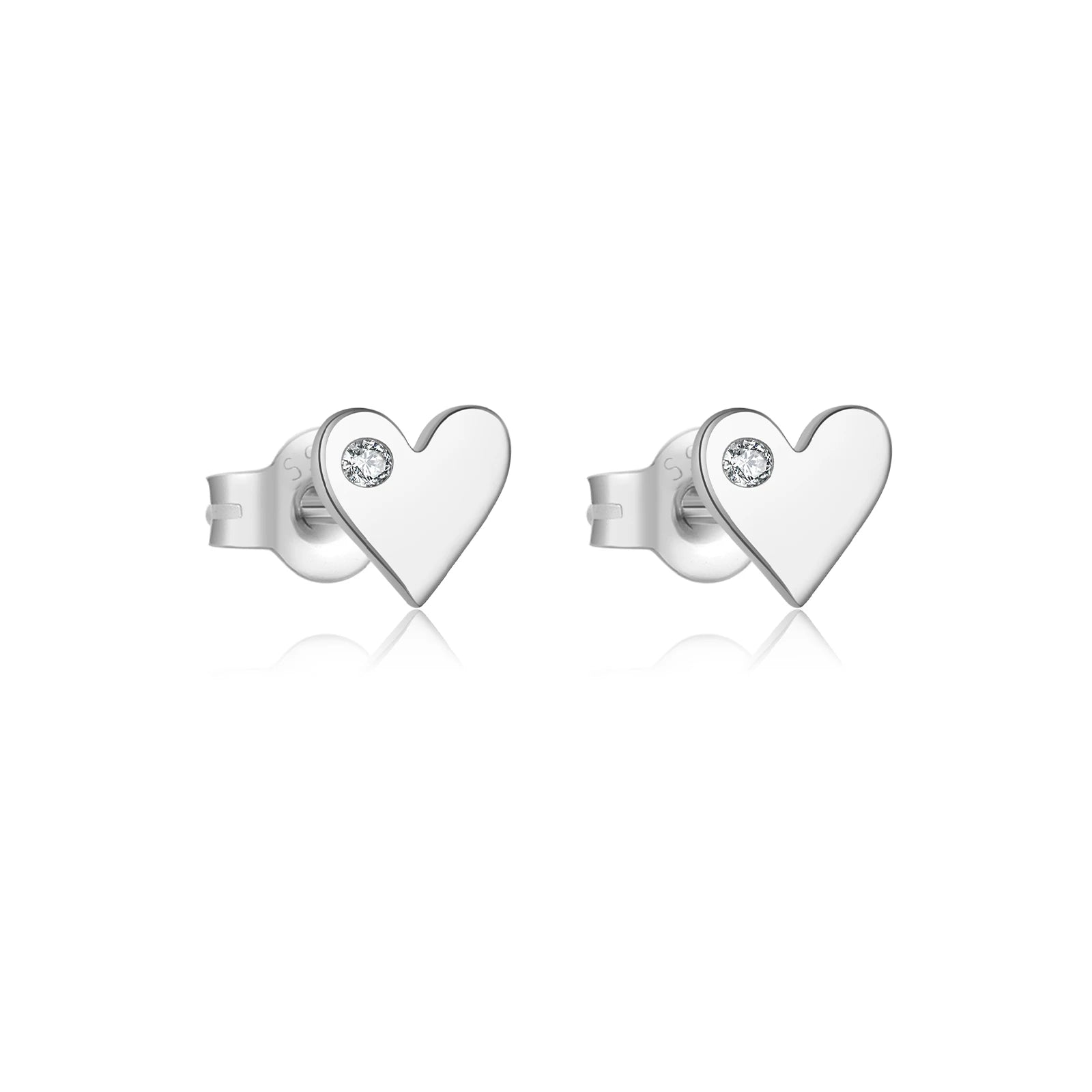 925 Sterling Silber Herz Ohrstecker mit Zirkonia – Klein, Zart & Minimalistisch – Vergoldet oder Platinbeschichtet