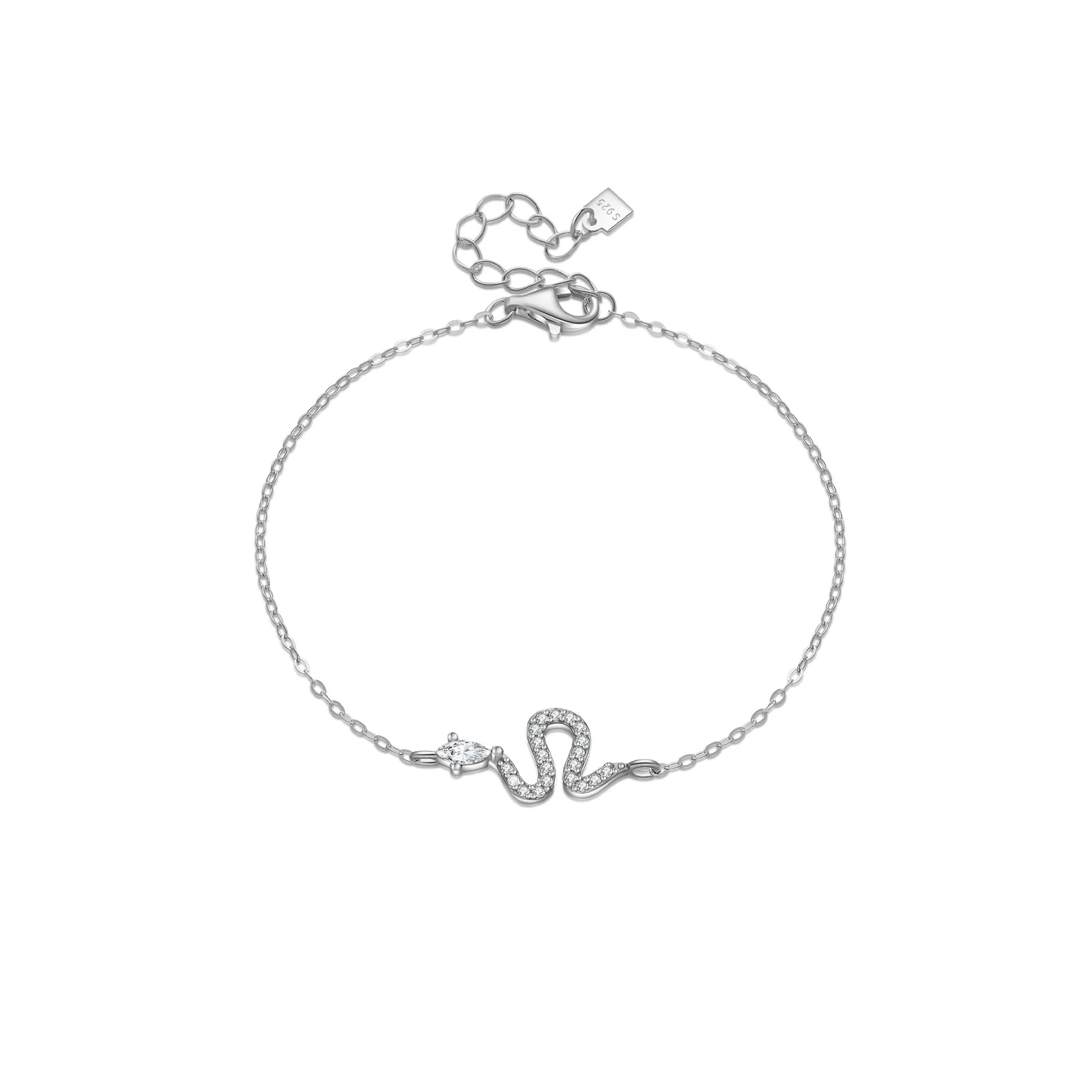 Elegantes Damen Armband aus 925 Sterling Silber – Schlangenkette vergoldet oder platinbeschichtet mit Zirkonia, luxuriöser Schmuck