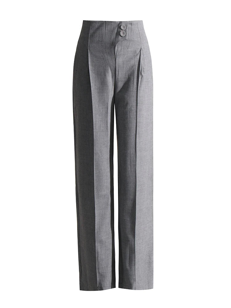 Elegante Damen Stoffhose – High Waist & Weites Bein