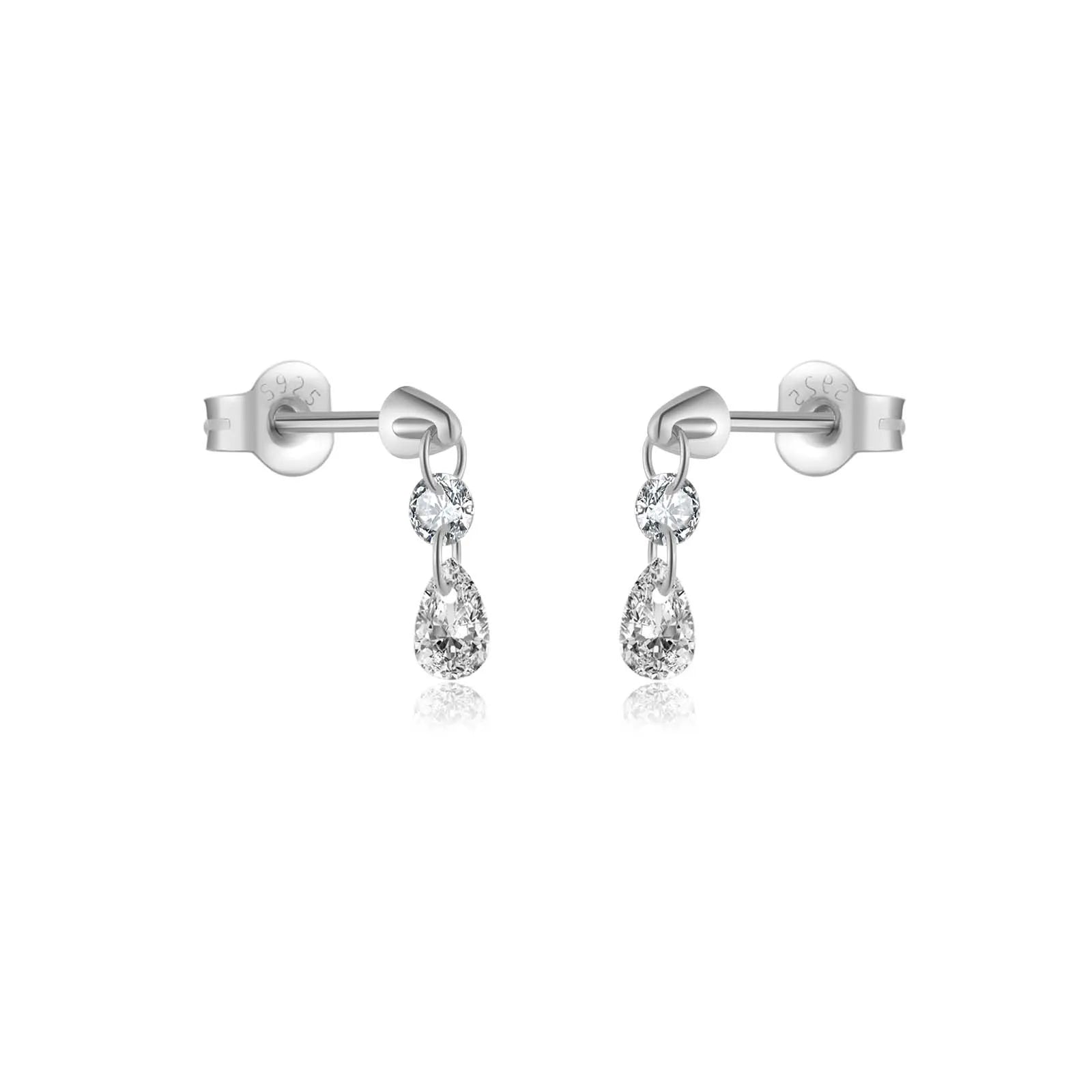 925 Sterling Silber Ohrstecker mit Zirkonia – Rund & Tropfenform, Elegant – Vergoldet oder Platinbeschichtet