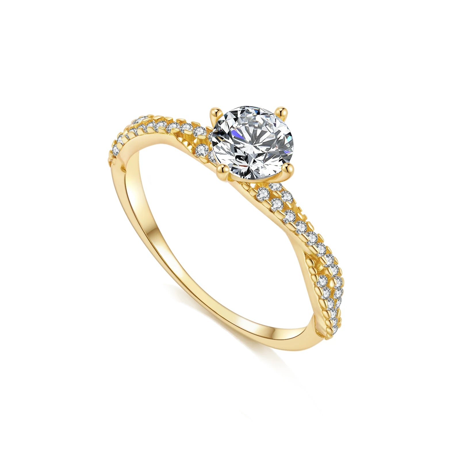 Damenring 925 Silber mit Zirkonia – Twist-Design | Vergoldet oder Platinbeschichtet | Elegant & Modern