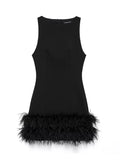 Luxuriöses Damen Minikleid mit Federn – Elegantes Korsett Partykleid traduza