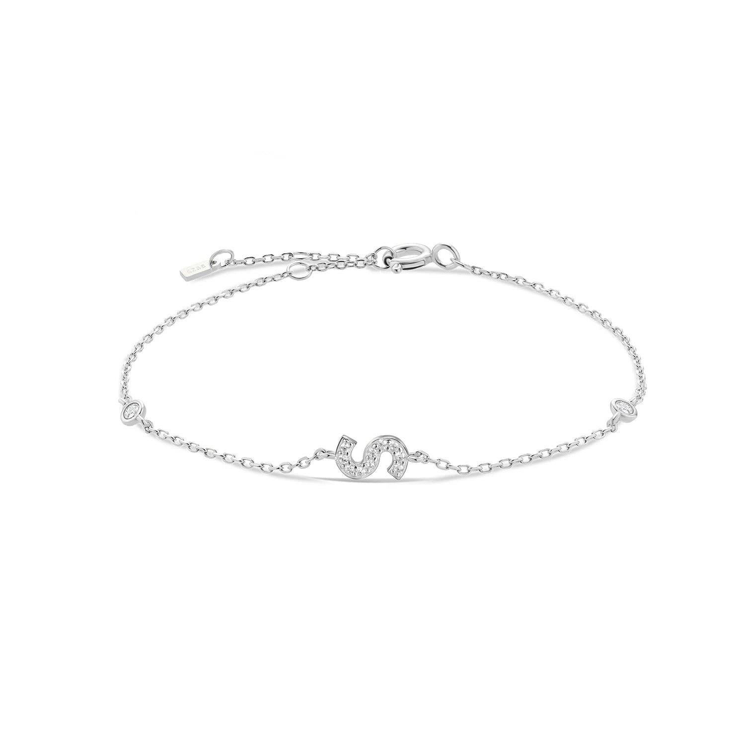 925 Sterling Silber Initial Armband, vergoldet oder platinbeschichtet – Buchstabe A–Z mit Zirkonia