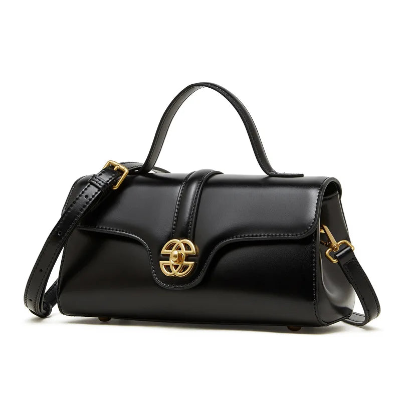Damen Handtasche aus Echtleder mit Verschluss – Elegante Schultertasche, Premium & Modern