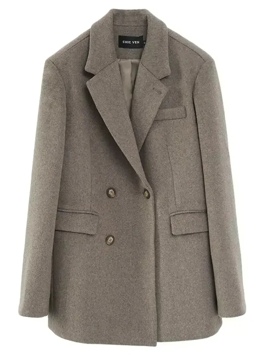 Eleganter Damenblazer aus Wollmix – Gefüttert für Herbst & Winter