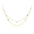 Luxuriöse 925 Sterling Silber Doppelketten Halskette, vergoldet oder platinbeschichtet, mit tropfenförmigem blauem Zirkonia – Zart, stilvoll & elegant